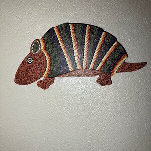 Colorful, Textured Armadillo Wooden Wall Hanging 18"X7"‎